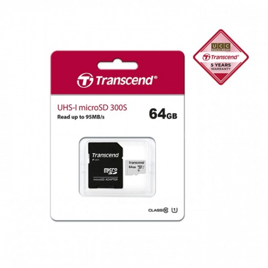 Transcend 64GB USD300S-A UHS-I U3A1 MicroSD Card