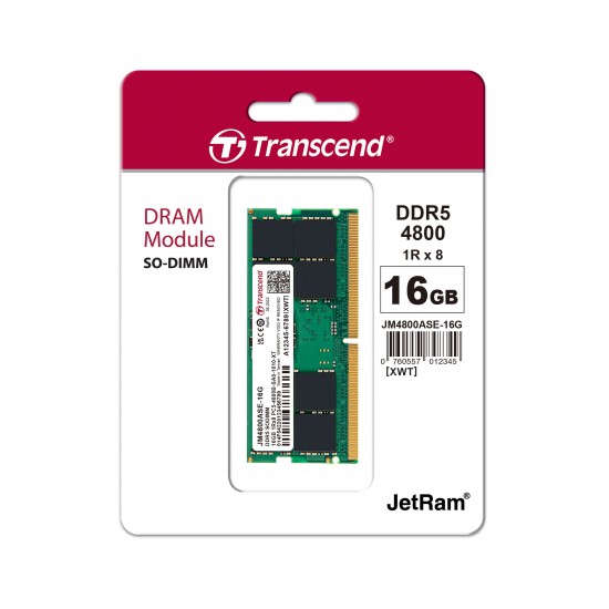 Transcend JetRAM 16GB DDR5 4800MHz SO-DIMM Laptop RAM