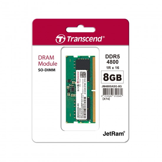 Transcend JetRAM 8GB DDR5 4800MHz SO-DIMM Laptop RAM