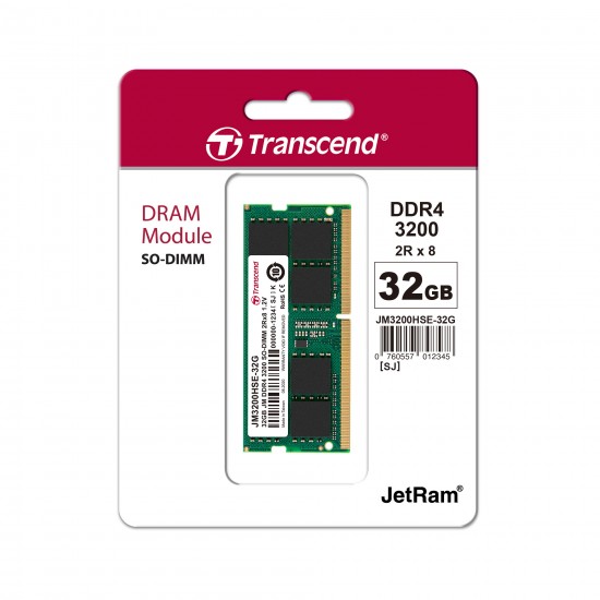 Transcend JetRAM 32GB DDR4 3200MHz SO-DIMM Laptop RAM