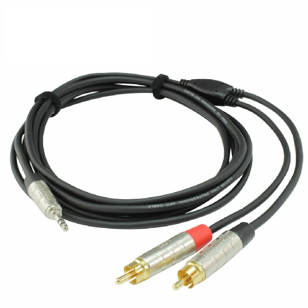 REAN CABLE 3-pole 3.5mm jack plug to twin RCA (phono) plug, Y-format, 3m