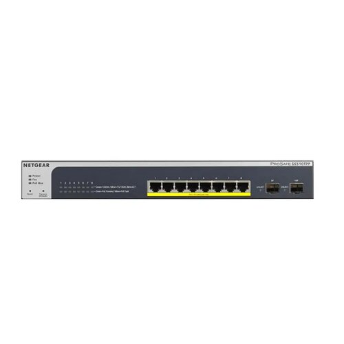 Netgear GS510TPP 8-Port 1G PoE+ + 2-Port 1G SFP Manage Rackmount Switch (PoE Budget 190W)