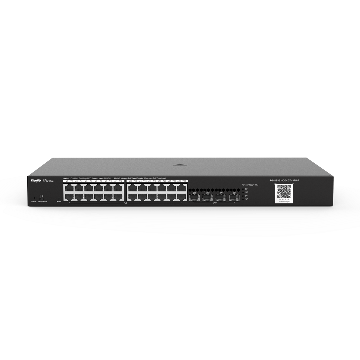 Ruijie RG-NBS3100-24GT4SFP-P, 28-Port Gigabit Layer 2 Cloud Managed PoE Switch