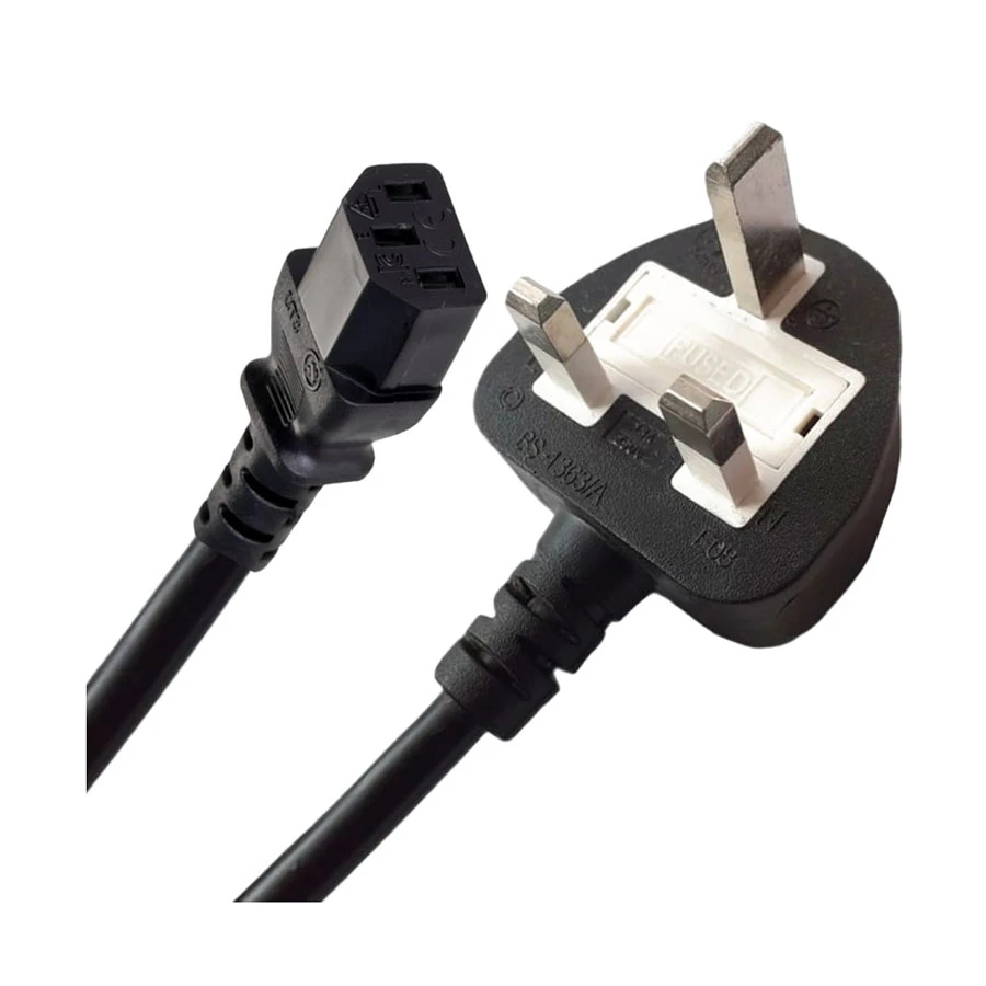 3-Pin 1.5 Meter Black & White Desktop Power Cable with Fuse