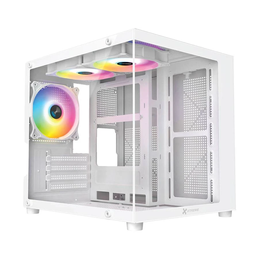 Xtreme M72W Mid Tower M-ATX White Gaming Desktop Casing With 3 ARGB Fan