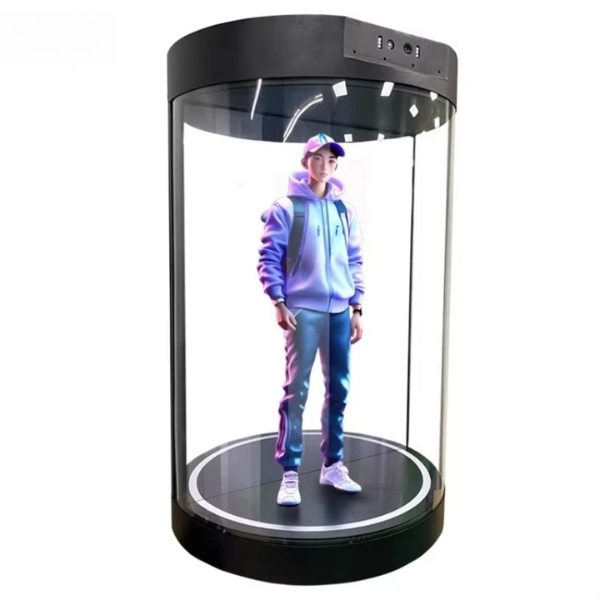 5.5 Inch Cylindrical 3D Holographic Projection Ai Interaction Transparent Showcase Holographic 3D Technology Display