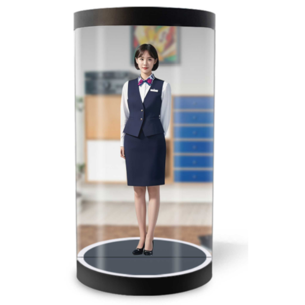 21.5 Inch Cylindrical 3D Holographic Projection Ai Interaction Transparent Showcase Holographic 3D Technology Display