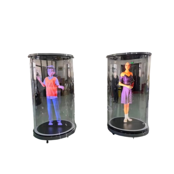75 Inch Cylindrical 3D Holographic Projection Ai Interaction Transparent Showcase Holographic 3D Technology Display