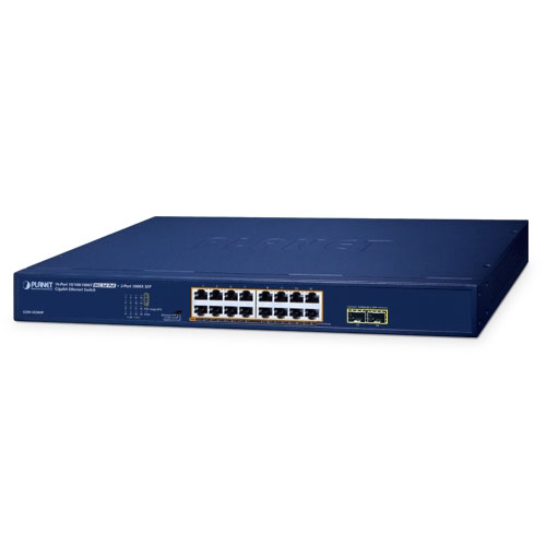 Planet GSW-1820HP 16-Port 10/100/1000T 802.3at PoE + 2-Port 1000X SFP Gigabit Ethernet Switch