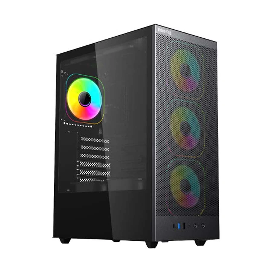 Value-Top ATX Gaming Case with 0.6mm Thickness 12CM ARGB Fans USB Ports Audio Laptop Case