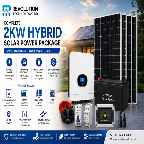 2KW Hybrid Solar Power Package | 2KW Hybrid Inverter & 4 Jinko 620W Solar Panel