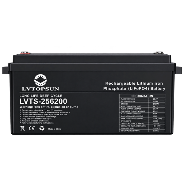 LVTOPSUN 25.6V 200AH Lithium Lifepo4 Battery
