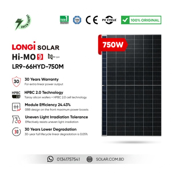 LONGi 750W Bifacial Solar Panel