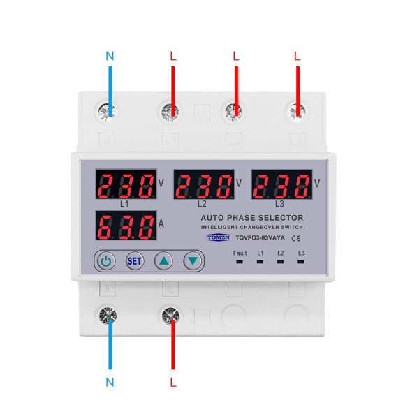 100A TOMZN 3 Phase Auto Phase Selector With Protection and Monitor (TOVPD3-63VAYA)(Pre Order)