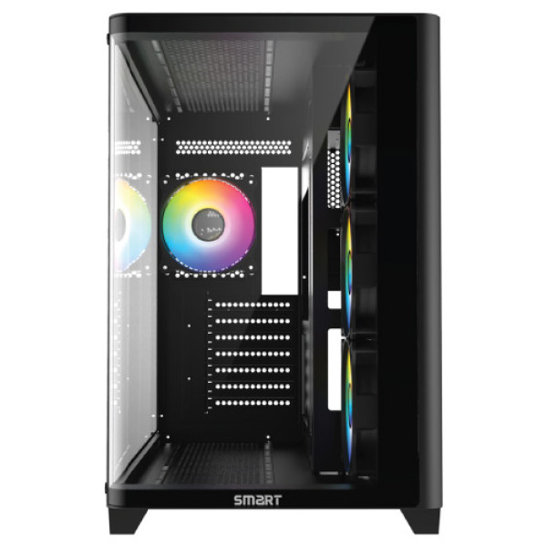 SMART A400B CURVED TEMPERED GLASS MID TOWER ATX BLACK CASE WITH 4 ARGB FAN