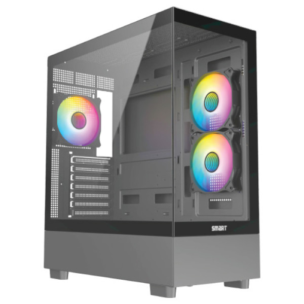 SMART A21-ULTRA MID TOWER ATX BLACK CASE WITH 3 ARGB FAN