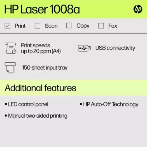 HP Laser 1008a Single Function Mono Laser Printer - Image 3