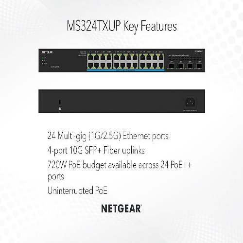 Netgear MS324TXUP 24-Port Multi-Gigabit (2.5G) Ethernet Ultra60 PoE++ Smart Switch with 4 SFP+ Ports - Image 3