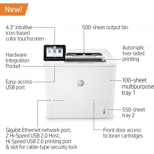 HP LaserJet Enterprise M611dn Single Function Mono Printer - Image 4