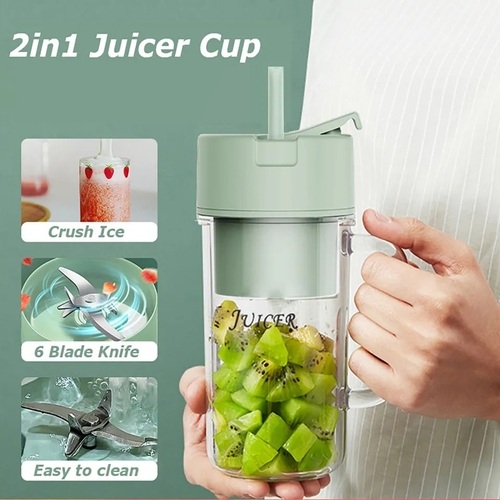 Portable Crusher Juicer With Mini Juice Cup & Straw (340ml) - Image 2