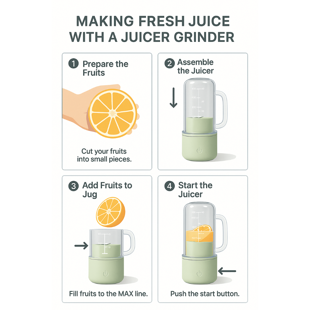 Portable Crusher Juicer With Mini Juice Cup & Straw (340ml) - Image 3