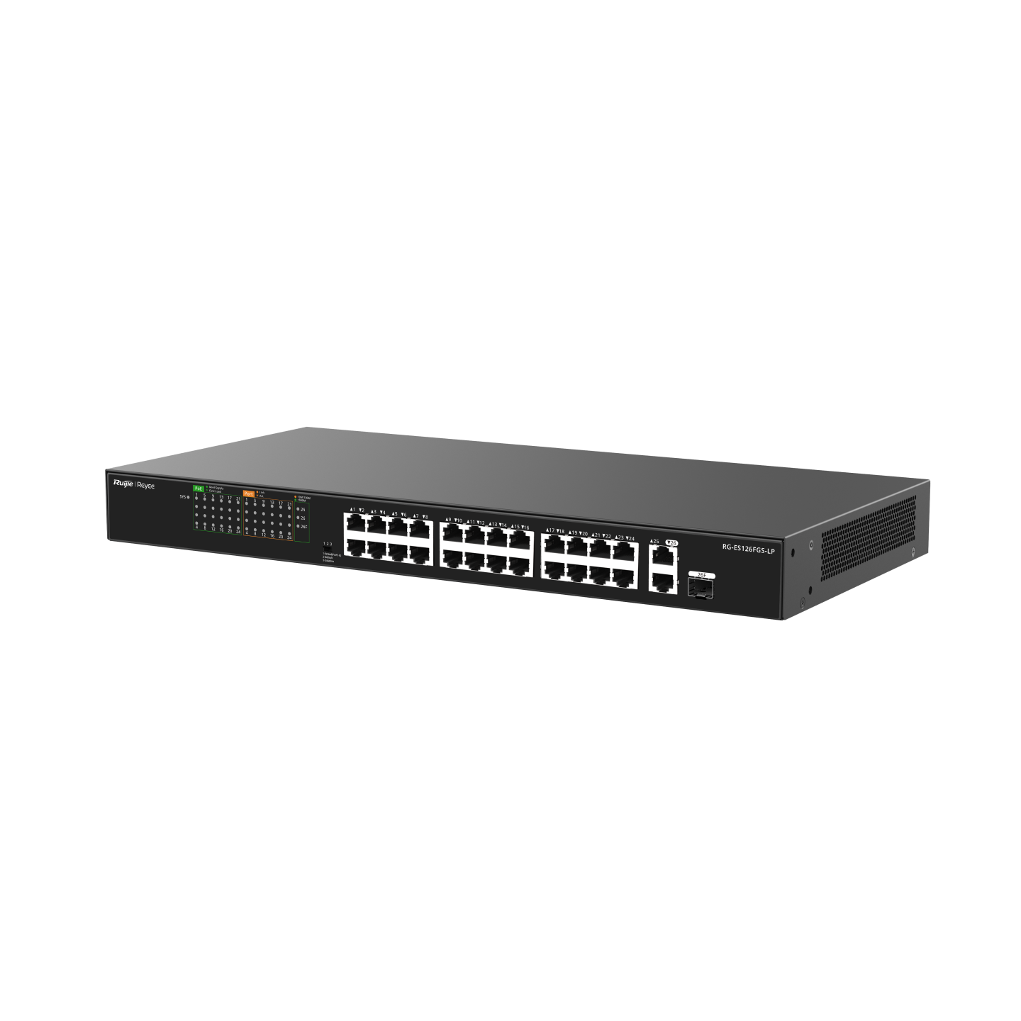 Ruijie RG-ES126FGS-LP, 24-Port 10/100 Mbps with 2-Port Gigabit Unmanaged PoE Switch - Image 2