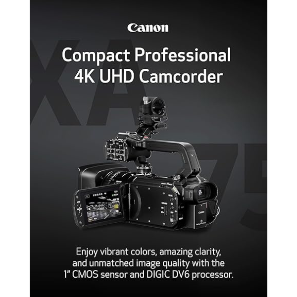 Canon XA75 Professional Camcorder, 4K UHD Video to Shoot, Record, Stream, 15x Optical Zoom Lens, 3G SDI & XLR Terminal - Image 2