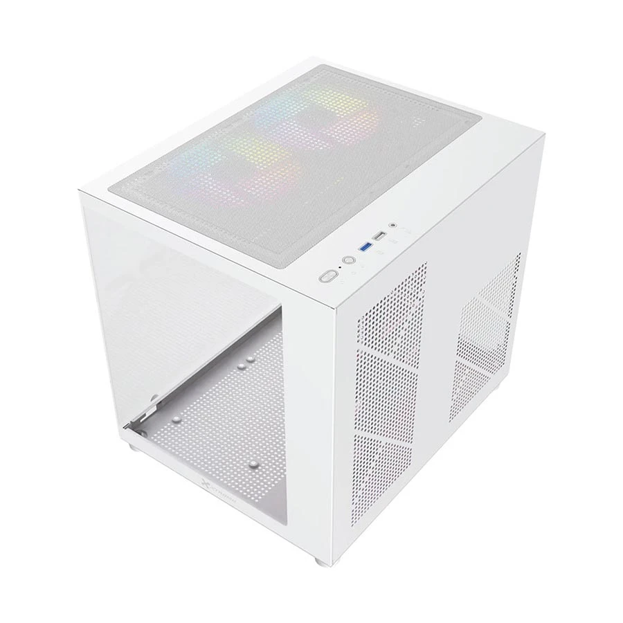 Xtreme M72W Mid Tower M-ATX White Gaming Desktop Casing With 3 ARGB Fan - Image 4