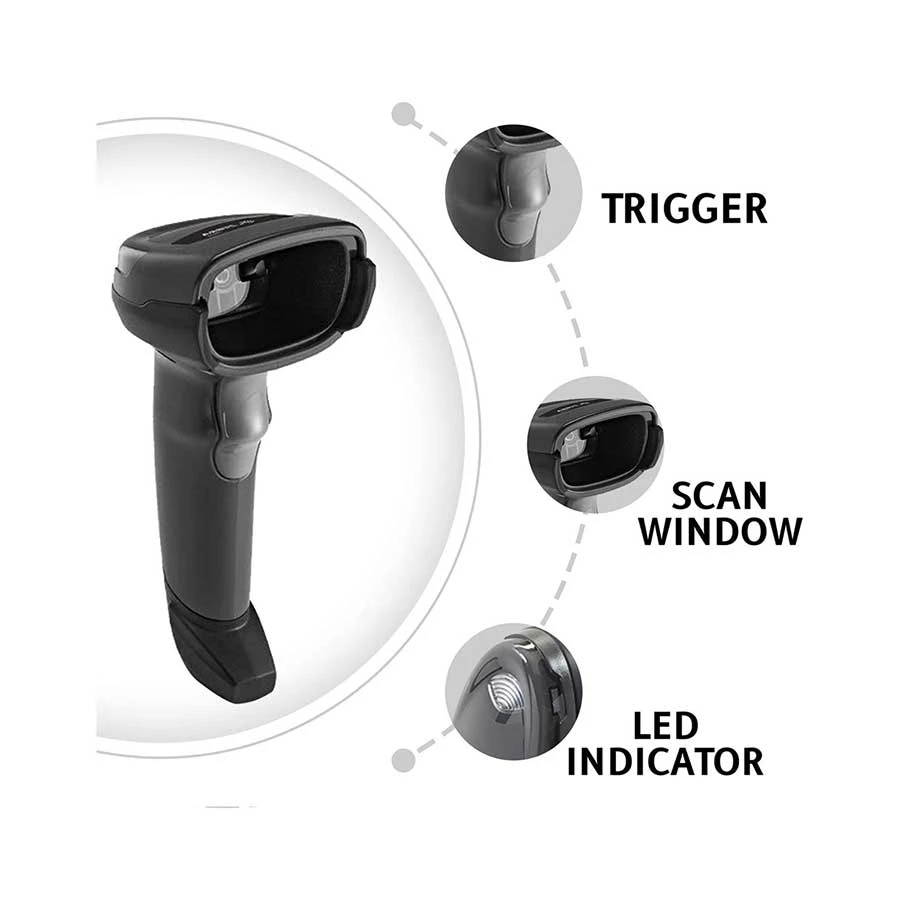 Zebra DS2208 Corded 1D/2D Handheld Image Barcode Scanner - Image 3