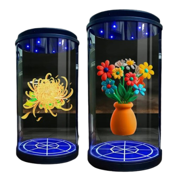 21.5 Inch Cylindrical 3D Holographic Projection Ai Interaction Transparent Showcase Holographic 3D Technology Display - Image 3