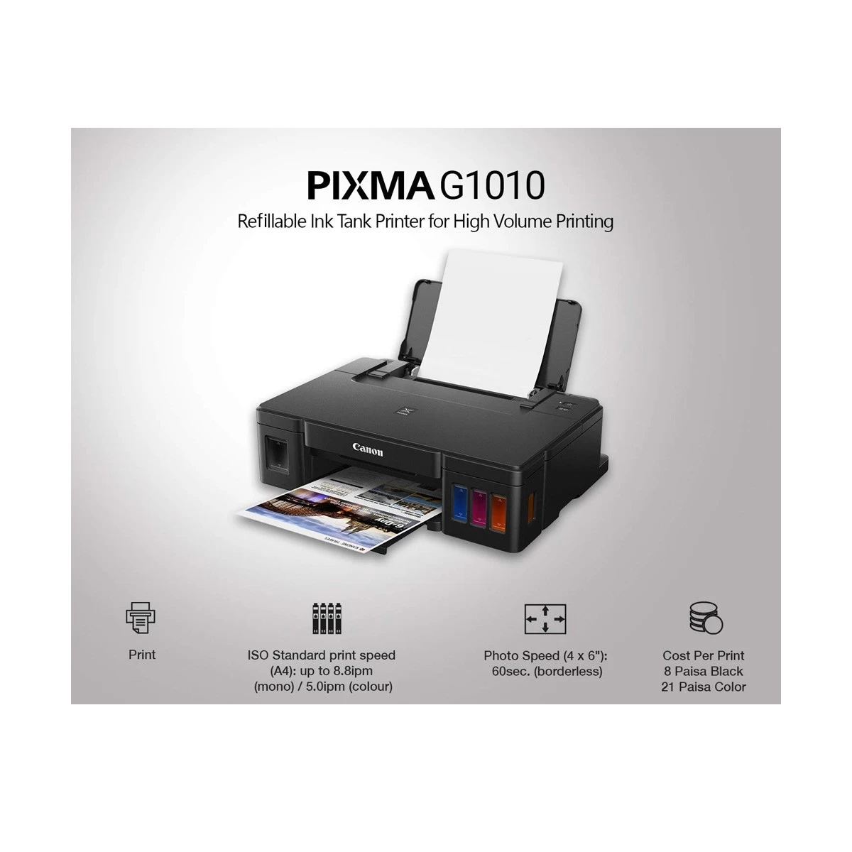 Canon Pixma G1010 Refillable Ink Tank Printer - Image 5