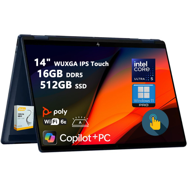 HP OmniBook X FlipNGAI 14-fm0013dx Intel Core ultra 5 226V 16GB LPDDR5-8533 512 GB PCIe Gen4 NVMe M.2 SSD 14 Inch 2K Touchscreen Laptop - Image 2