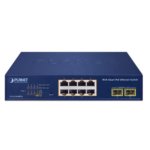 8-Port 10/100/1000T 802.3at PoE + 2-Port 1000X SFP Web Smart Ethernet Switch GS-2210-8P2S Switch - Image 2