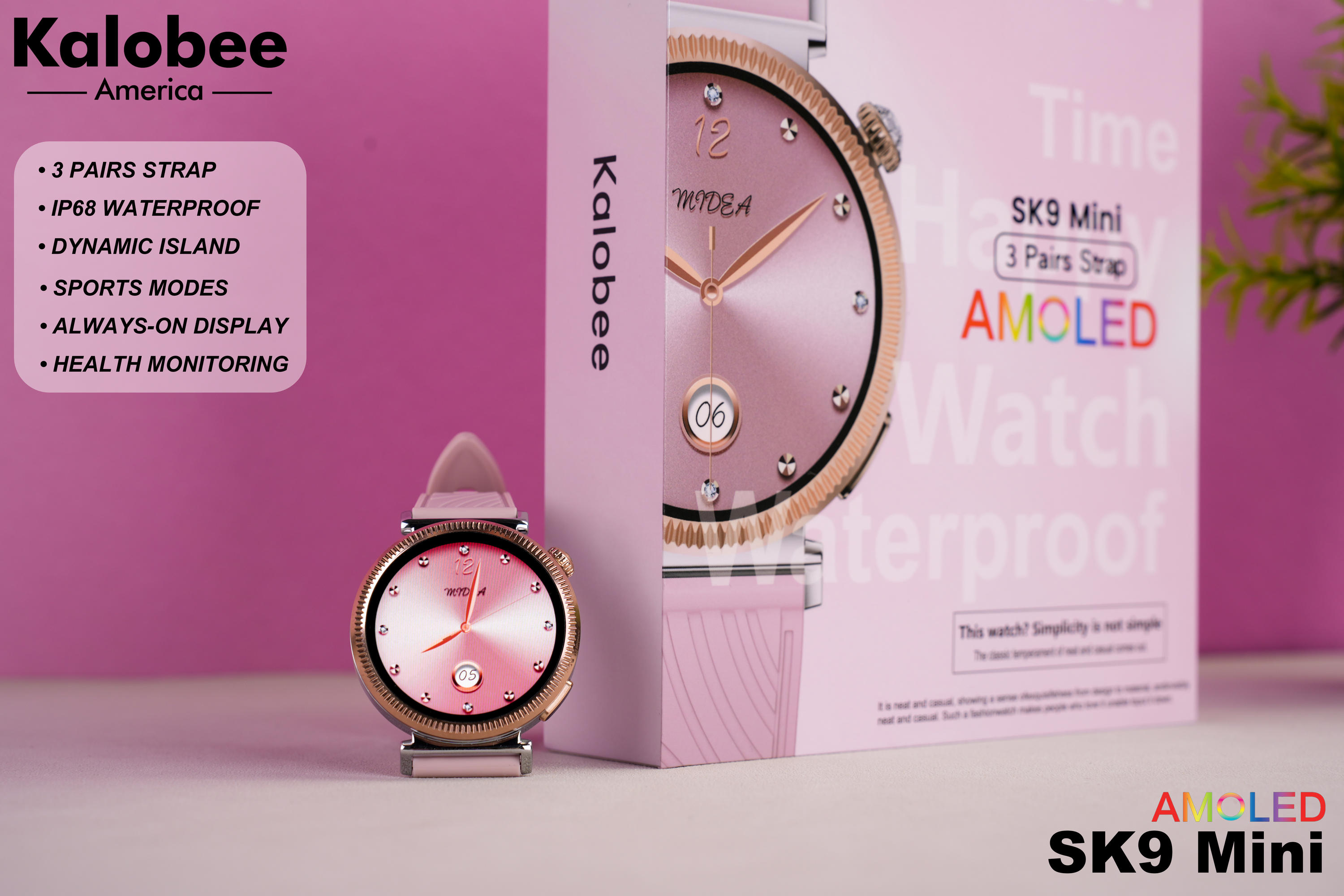 SK9 Mini Women's Stainless Steel Fashionable 3-Straps Magnetic Wireless Charging IP67 Waterproof Fitness Smartwatch - Image 2