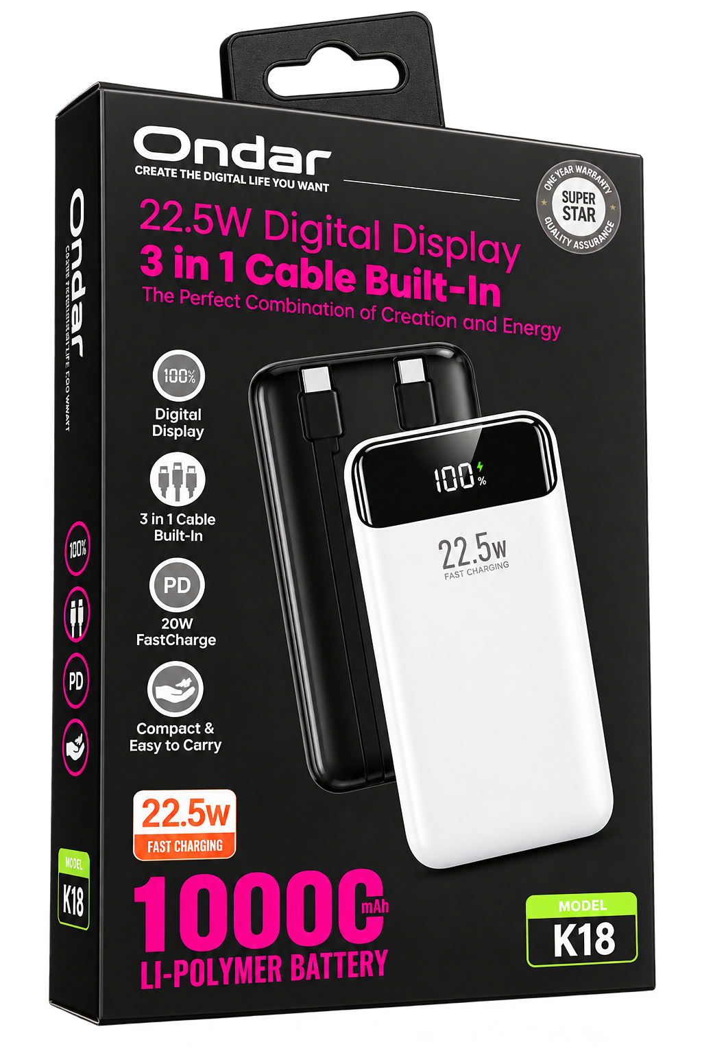 ONDAR K18 – 10000mAh Power Bank - Image 4