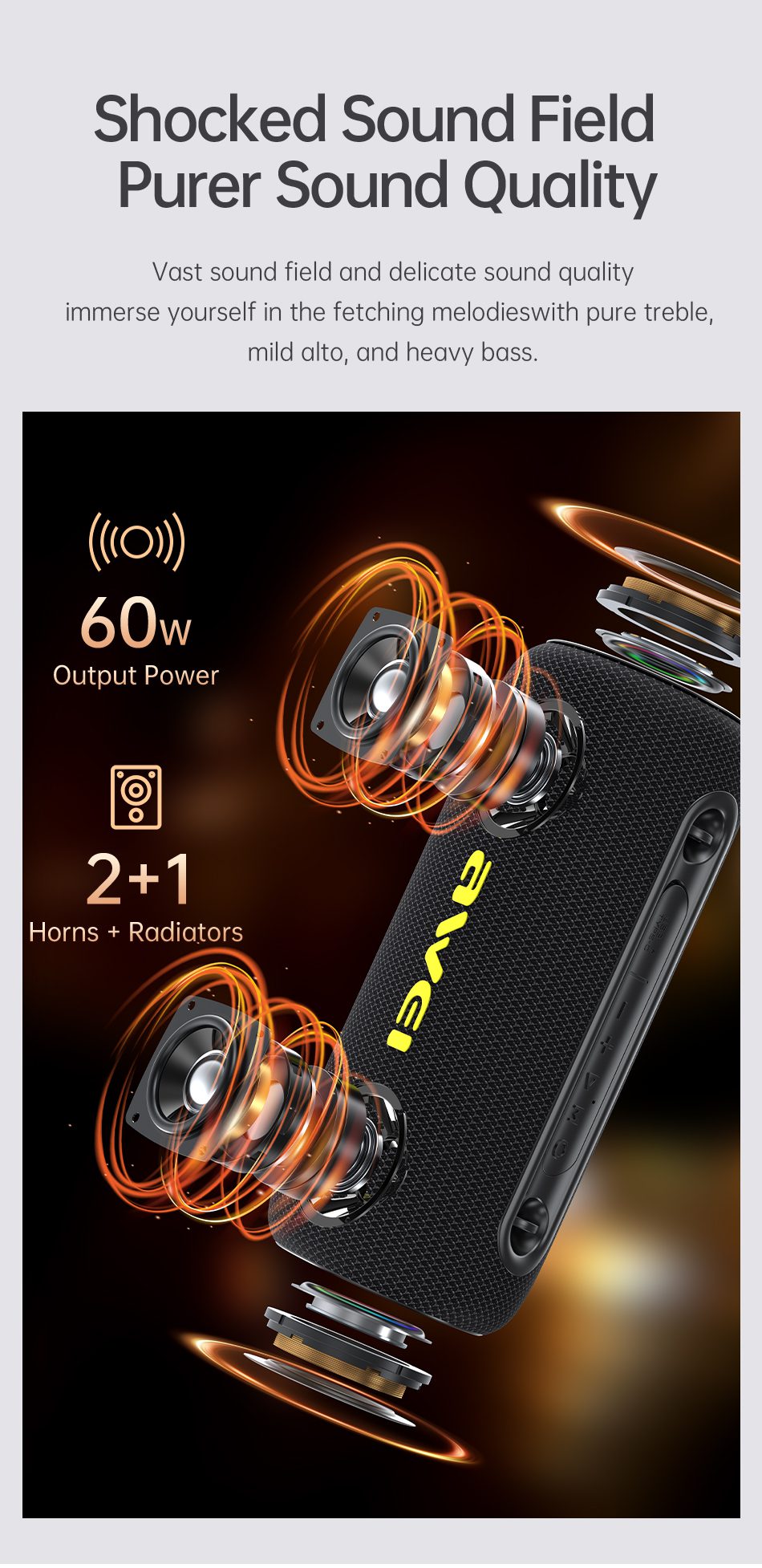 Awei Y1000 Waterproof Portable Bluetooth Speaker - Image 3