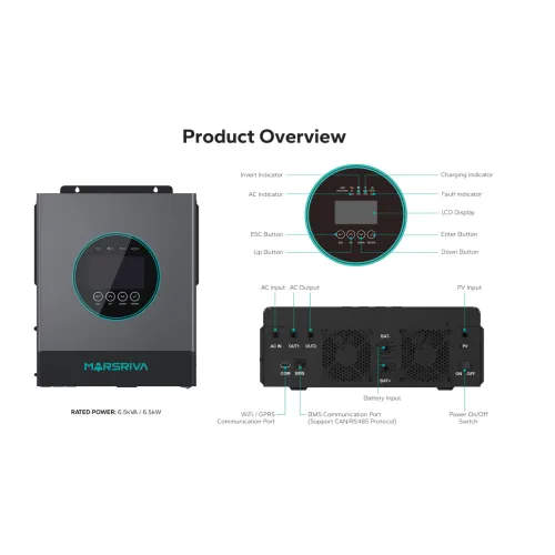 Marsriva MR-SPF6.5K-LP1-TL20E 6.5kW Hybrid Solar Inveter - Image 5