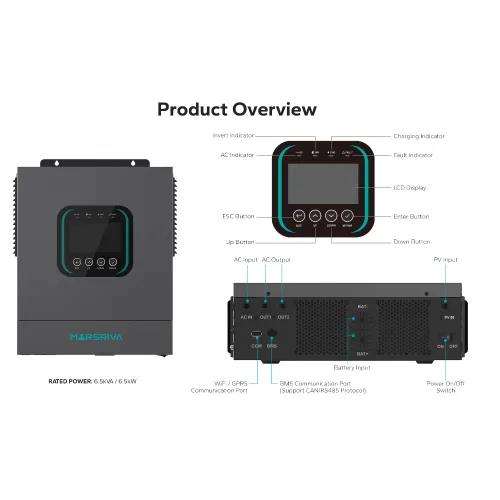 Marsriva MR-SPF6.5K-LP1-TL54E 6.5kW Hybrid Solar Inveter - Image 4