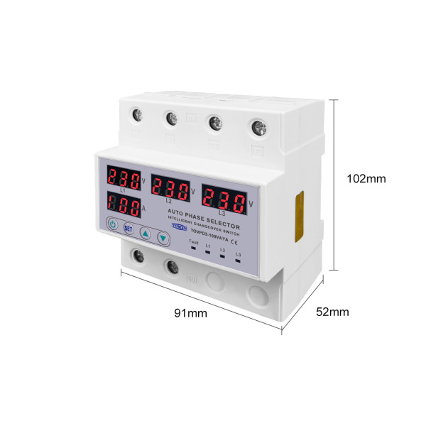 100A TOMZN 3 Phase Auto Phase Selector With Protection and Monitor (TOVPD3-63VAYA)(Pre Order) - Image 4