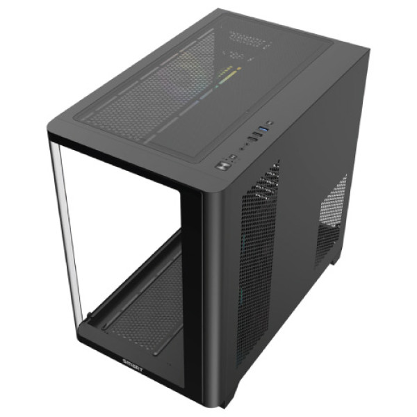 SMART A400B CURVED TEMPERED GLASS MID TOWER ATX BLACK CASE WITH 4 ARGB FAN - Image 3