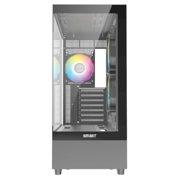 SMART A21-ULTRA MID TOWER ATX BLACK CASE WITH 3 ARGB FAN - Image 2
